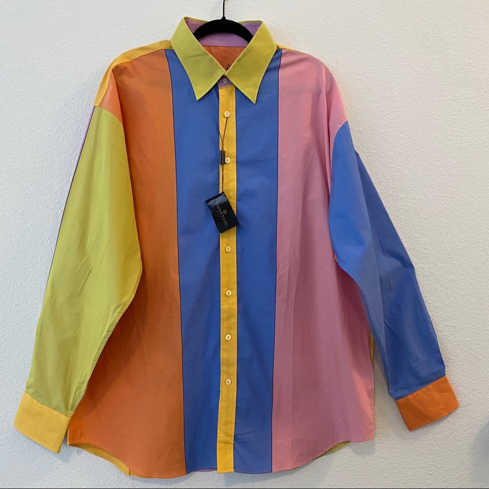 NWT Bugatchi Uomo Multi Color Button-Up Shirt XXL